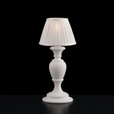 Lampada da comodino lumetto in legno classico vintage bianco shabby chic