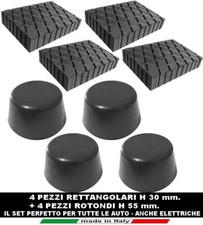 set 8 TAMPONI H 30 + H 55 ROTONDI gomma PONTI SOLLEVATORI anche AUTO ELETTRICHE