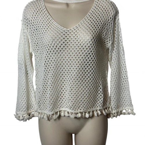 Top maglia avorio con - in,