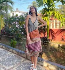 Funky patchwork slip dress