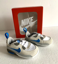Nike Max 90 Crib NEW CI0424-110 White/Photo Blue/Grey Fog Baby Shoes Size 3C