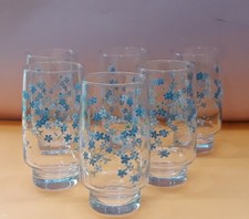 6 Bicchieri Arcopal VERONICA Arcoroc Fiori Azzurri Myosotis Cm.13 Glass Verre