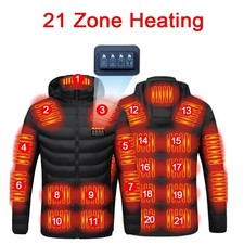 Giacca Riscaldata Uomo 21 Aree USB Gilet Riscaldato Elettrico Invernale Esterno Cappotto Caldo