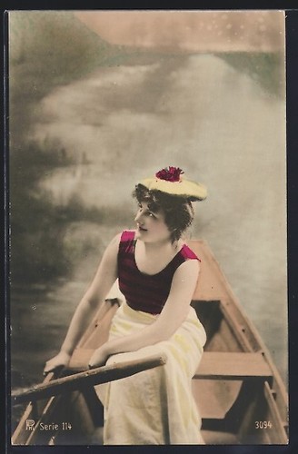 Giovane donna barca remi - barca, a