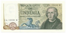 5000 LIRE CRISTOFORO COLOMBO II TIPO 10/11/1977 SPL