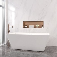 Vasca da Bagno Freestanding Rettangolo/Ovale/Barca Ovale Bianco in Acrilico