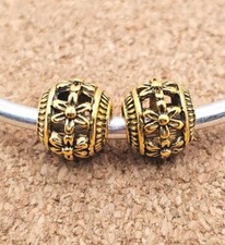 Lotto 2 perline charm europee autentiche margherita fiori oro distanziatore