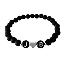 Bracciali per coppia con INIZIALE nome Cuore Argento Perle bracciale Uomo Donna