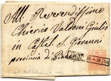 LOMBARDO VENETO DA LODI c. 15 DEL 16.10.1852 PER CASTEL SAN GIOVANNI - SASSONE 5