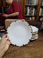 8 Piatti Piani porcellana profili Oro Blu  T.B. cm. 22 SG °