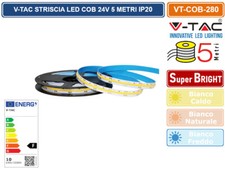 V-TAC VT-COB-280 STRISCIA LED COB MONOCOLORE 10W/M 24V BOBINA DA 5 METRI 4750 LM