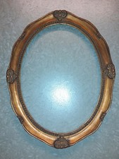 Cornice Ovale classica Legno Foglia Oro Anticata Decori Barocco 40x50 interno***