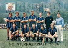 Cartolina calcio formazione squadra Inter 1973-1974 autografi stampati (A)