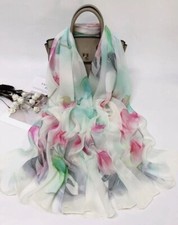 foulard 100% seta chiffon mousseline stola sciarpa donna coprispalle hijab