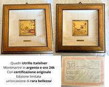 Coppia di Quadri Utrillo Italsilver Montmartre argento oro 24k certificazione