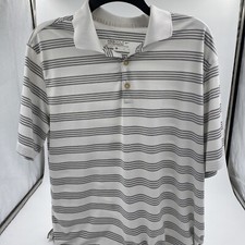 Nike Polo Golf Shirt Men’s L White And Black Stripes