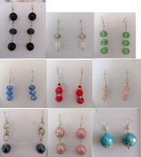 Orecchini bigiotteria, -50%, con perle di vetro, pietre dure, realizzati a mano