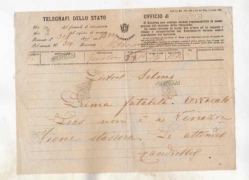 1874 polesella telegramma - polesella,