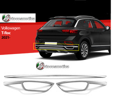 Modanature cornici paraurti posteriore acciaio cromo per VW T-Roc dal 2021 al 24