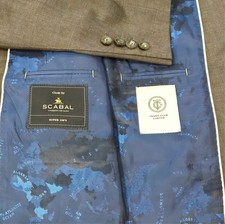 Blazer giacca su misura Scabal Super 150s grigio con fodera mappa del mondo 40 R