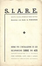 SIARE  435 Radio Supereterodina a 6 Valvole Onde Corte, Medie e Lunghe Piacenza