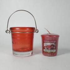 T256 PICCOLA CANDELA PROFUMATA + PORTACANDELA VETRO MIRTILLO ROSSO YANKEE CANDLE