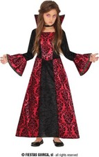 VESTITO VAMPIRA ROSSA BAMBINA CARNEVALE HALLOWEEN VAMPIRESSA ELEGANTE VAMPIRO