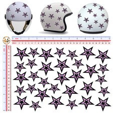 Adesivi stelle rosa nero casco auto moto sticker helmet stars pink black 32 pz.