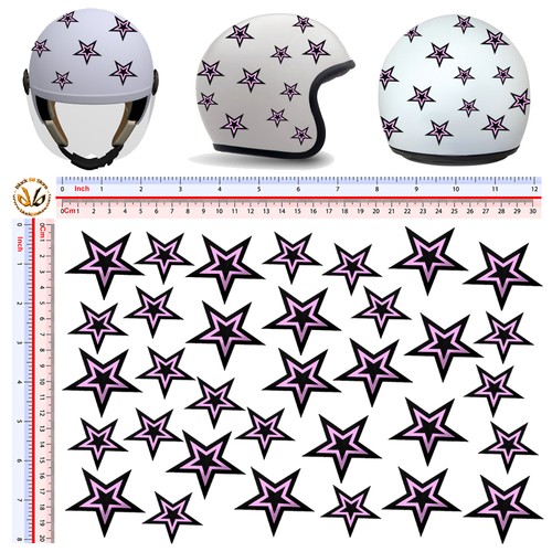 Adesivi stelle rosa nero - , casco