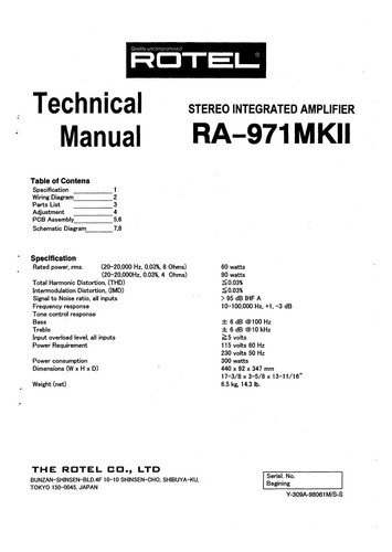 Manuale servizio per rotel - per,