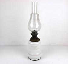 Lampada ad olio d'epoca Vintage ceramica Bianca Con Vetro Trasparente XX Secolo