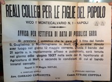 MELFI 1937 FONDO S.GUGLIELMO/MONTECUGNANO-R.COLLEGIO FIGLIE del POPOLO NAPOLI-