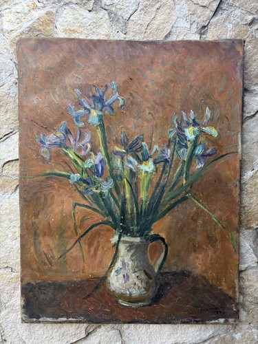 Quadro antico vaso con - antico, fiori-