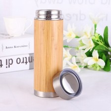 Bottiglia Termica Bambù Thermos Borraccia Di Acciaio Inox Thermos 0.5L