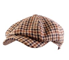 Cappello Harris-Tweed NEWSBOY RETRO CAP Wigèns marrone fino alla taglia 62 Glencheck