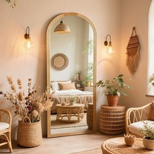 Aiorber Specchio da terra Aiorber 160x50 cm curvo con cornice in legno massello