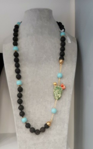 Collana lunga pietra lavica - pietra,