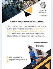 lavoro cercasi (offro lavoro per elettricisti e aiutanti 