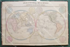 Mappamondo. MAPPEMONDE DE GEOGRAPHIE MODERNE. Grande carta doppia, anno 1839.