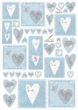 Carta decoupage Cuori azzurri