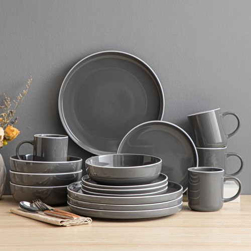 Set piatti gres grigio 8 - set,