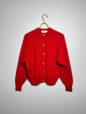 Ballantyne Made in Scotland cardigan donna rosso lana merino vintage taglia 46