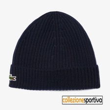 CAPPELLO BERRETTO LACOSTE IN LANA SPAZZOLATA A COSTINE RB0001-166 - col blu navy