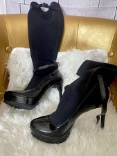 ? STIVALI DONNA 36 VERNICE NERO TACCO 12 ITALY  ALTA QUALITÁ