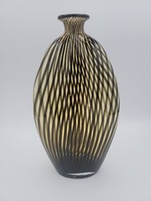 Vaso in vetro artistico vortici marroni possibilmente Murano Vetro A Fili fiaschetta vaso