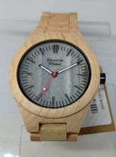 OROLOGIO UOMO LEGNO DI ACERO GREEN TIME STONE QUADRANTE PIETRA NATURALE GRIGIO