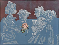 Mino MACCARI  1970-75 rara  incisione linoleografia originale firmata