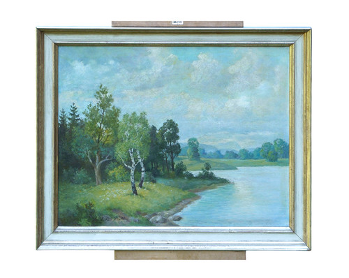 Dipinto olio tela firmato - su, e