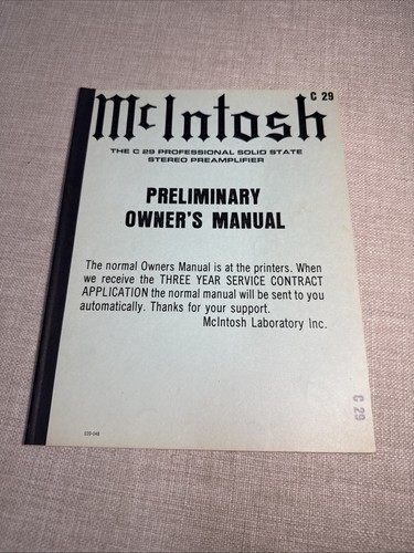 Rare original mcintosh 29 - mcintosh, c-29