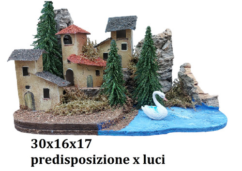 Casa presepe lago con - lago, casette